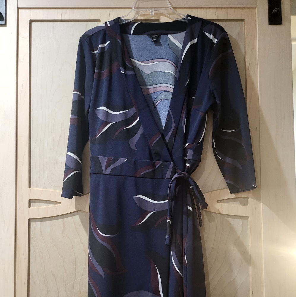 Ann Taylor Navy Wrap Midi Dress